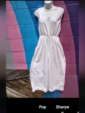 Free People Sleeveless  Wide-Leg Cotton Jumsuit with Pockets sz 8